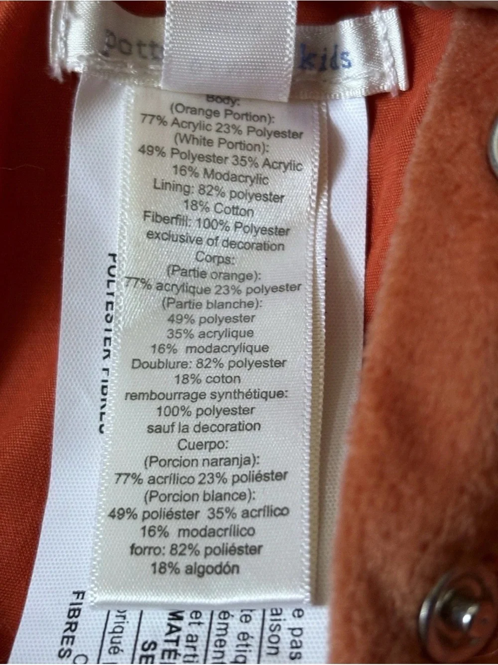 NEW Pottery Barn Kids Plush Fox Costume Rust Orange  White 0-6 MONTHS NWT - Picture 11 of 15